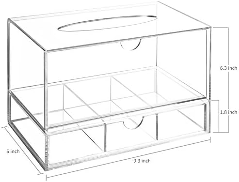 MyGift Clear Acrylic Tissue Dispenser Holder with Drawer Vanity Caddy