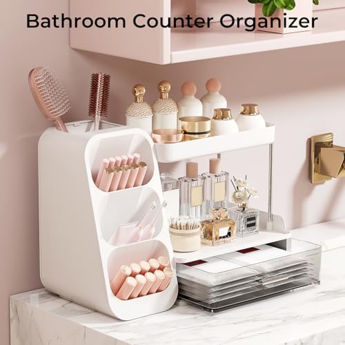 UFORU Makeup Organizer Countertop with Brush Holder for Vanity Bathroom
