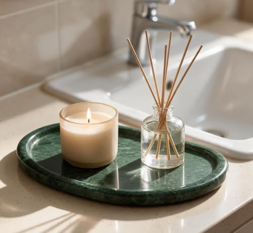 Natural Marble Vanity Tray,Special-Shaped Jewelry Tray for Bathroom