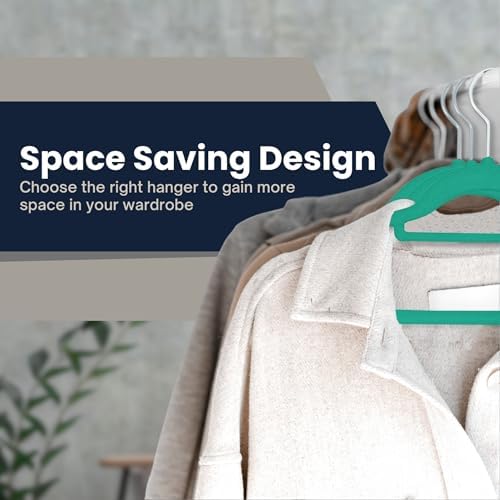 50 Pack Velvet Hangers | Non Slip Velvet Hangers for Clothes with Tie Organisers | Space Saving Hangers and 360° Swivel Hooks Wardrobe Storage Organiser