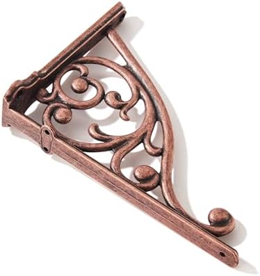 Khtumeware Ornate Decorative Shelf Brackets, 12 inch Big Wall Mounted Shelving Bracket, 2 Pack Antique Copper Vintage Me