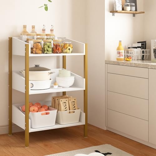VECELO Bookshelf,Small Bookcase,3-Tier Storage Organizer,Industrial Shelving Unit for Living Room,Classroom,Office,Dormi
