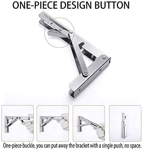 Storystore Folding Shelf Brackets - 16 Inch Heavy Duty Stainless Steel Collapsible Shelf Bracket for Bench Table, Space 