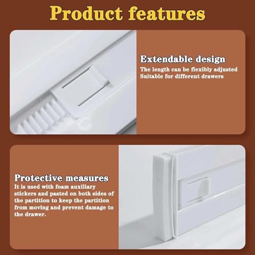 8 Pcs Drawer Dividers for Clothes,3.15" High 11.34"-19.69" clear