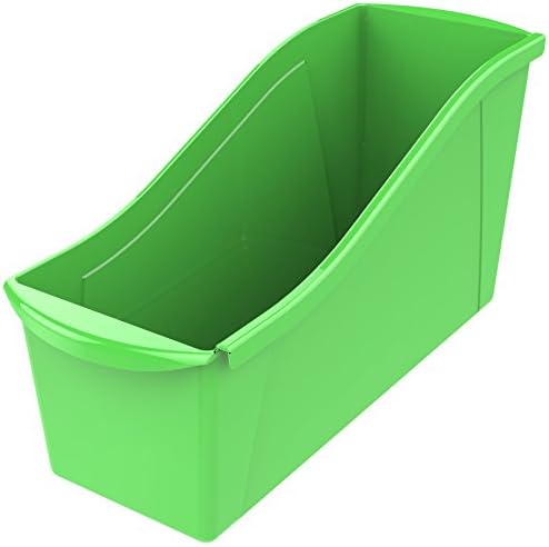 Storex Large Book Bin, Interlocking Plastic Organizer for Home, Office and Classroom, Green, 6-Pack (71104A06C)