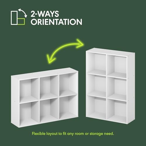 Furinno LUDER Book Shelf, 6-Cube Bookshelf, Bookcase with Open Shelves, 9.5 x 24.6 x 35.4, for Living Room, Bedroom, Hom