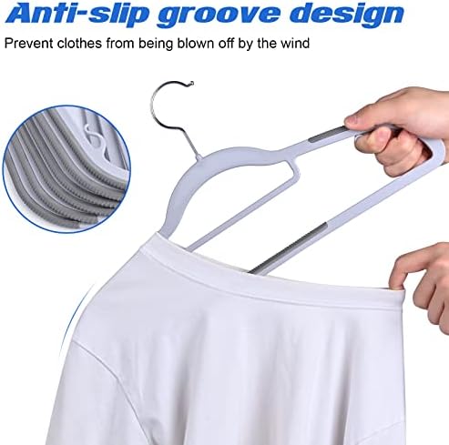 Heavy Duty Standard Plastic Hangers 50 Pack with Non-Slip Design,360°Swivel Hook Space Saving Organizer for Bedroom Closet,Shirts,Pants,Strong Enough for Coat(Grey)