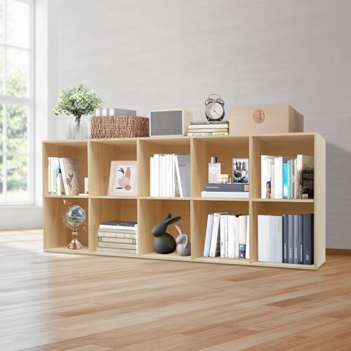Cube Storage Bookshelf Wooden Storage Open Bookshelf, Multipurpose Display Storage Cabinet Vertical/Horizontal Organizer