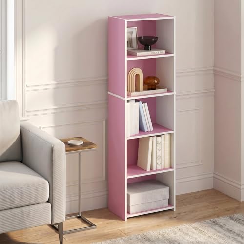 5-Cube Bookshelf, Bookcase, Book Shelf, Cube Storage Organizer with Open Shelf, 9.4 x 15.8 x 52, for Home Office, Living