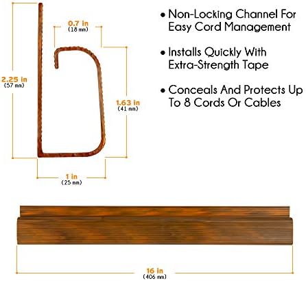 Cable Management Kit - 5-Pack 16-Inch J Channel Wire Organizers for Cords - Easy to Install Cord Hider Kit for Desk, Off