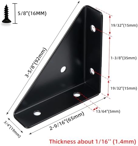 2-9/16" Corner Brace L Bracket for Wood – 20 Pack Right Angle Brackets