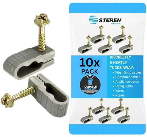 STEREN Coaxial Cable Clips - Cable Holder - Wire Clips - Siding Clips for Hanging - Cord Holder for Desk - Cable Clamps 