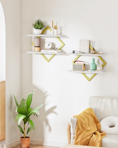 CHOEZON Floating Shelves for Wall, Set of 2 Wall Mounted Shelves, 2-Tier Hanging Shelves, for Living Room, Bedroom, Kitc