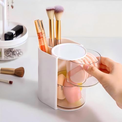Azurphoric Hair Accessories Organizer with Hair Brush Holder(White,2-Layer)