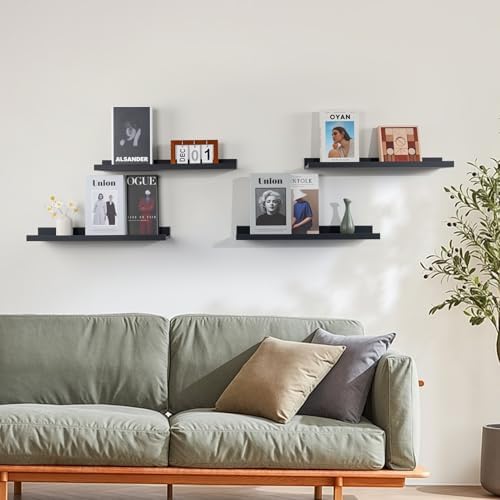 NEXHOME PRO Floating Shelves for Wall Set of 4,36 Inches Picture Ledge Shelf, Kids Bookshelf Wall Mounted for Living Roo