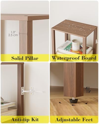 Open Book Shelf with LED Lights, 5 Tier Tall Bookshelf, Freestanding Shelf Narrow Bookcase with Open Shelves, 14.96" x 1