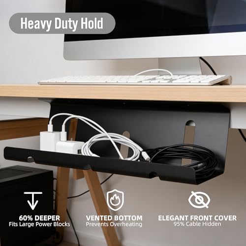 Under Desk Cable Management Tray,17" Cable Organizer,Power Strip Holder