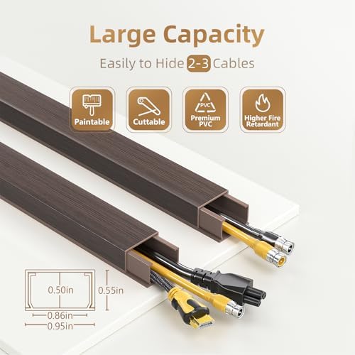 Delamu Cord Hider, 85in Cord Covers for 2-3 Wires on Wall, Self-Adhesive Cable Hider, PVC Wire Hiders Wire Covers for TV