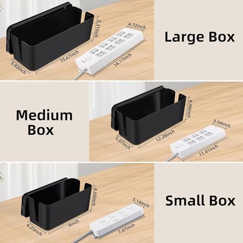 YaeCCC Cable Management Organizer Box Power Strips Hider Power Cords Hider for Desk, TV, Computer, USB Hub,Cords (Set of