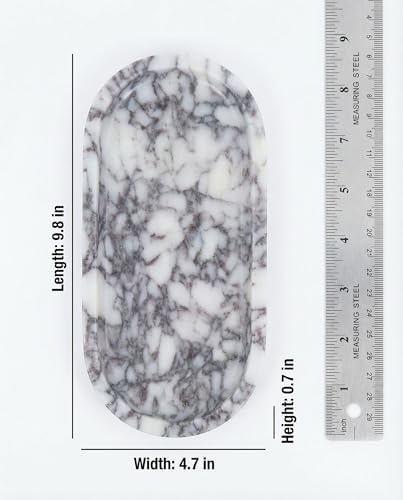 OOBOOB Natural Calacatta Viola Violet Marble Tray, Oval Perfume Tray, Bathroom Organizer for Vanity, Kitchen & Living Ro