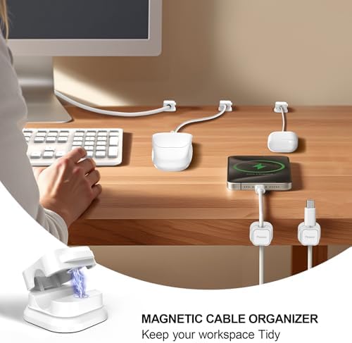 Picozon 6 Pack Magnetic Cable Clip Organizer Cord Holder, Picozon Adhesive Cable Management, Wire Phone USB Charger Cabl