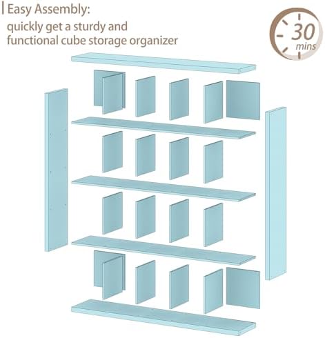 furtble Sturdy Wooden Bookshelf - 20-Cube Organizer, Multifunctional Cubicle Rack for Display & Storage, Living Room, Be