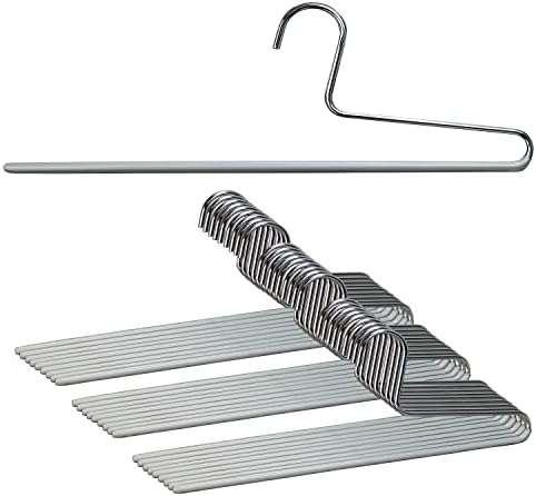 Mawa by Reston Lloyd Non-Slip Space Saving Clothes Hanger with Single Rod for Pants, Style KH/1, Set of 30, Silver