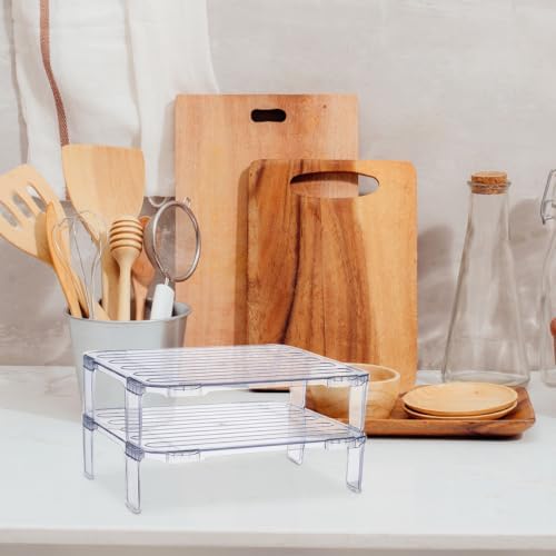 SHOWERORO 2pcs Stacking Shelf Freezer Rack - Kitchen Storage Rack