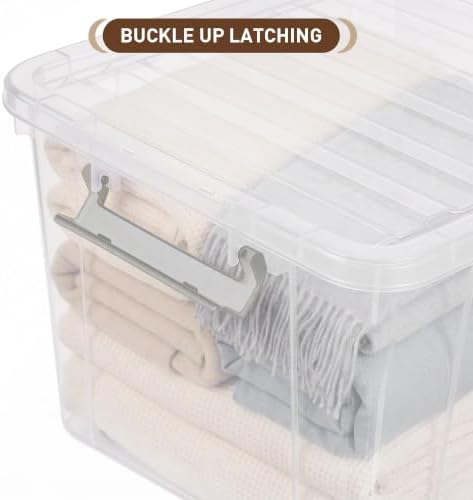 Citylife 4-Pack 69 QT Clear Plastic Storage Bins with Latching Lids