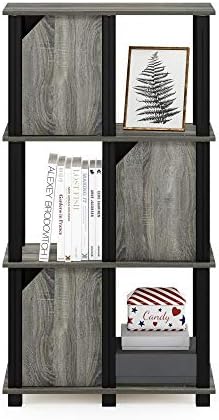 FURINNO Brahms Storage Shelf, 4-Tier, French Oak Grey/Black