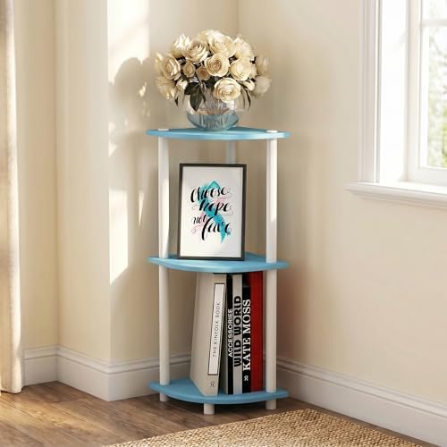 3-Tier Corner Shelf, Display Storage Shelves with Open Shelves, Corner Bookshelf for Organization and Storage, Home Offi