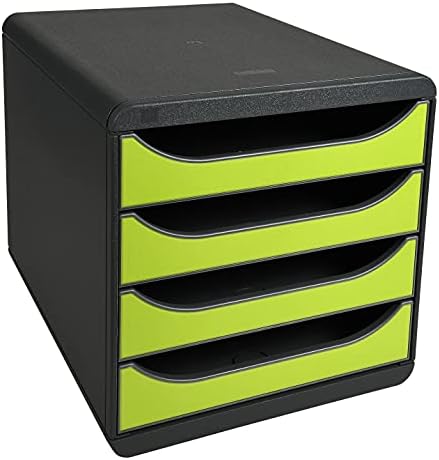 Exacompta Big-Box Iderama, 4 Drawers - Mouse Grey/Lime Green