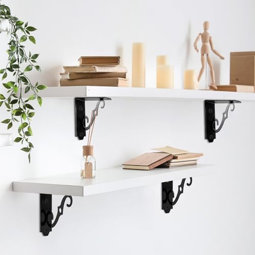 4 Pack Decorative Shelf Brackets, 5 Inch, Black