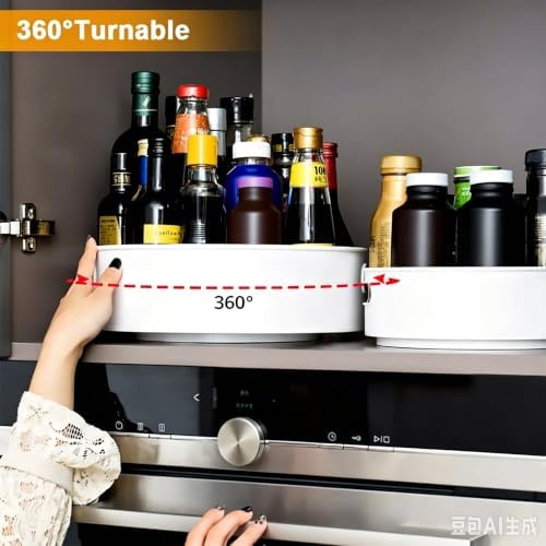Semlos 360° Rotating Lazy Susan Organizers, 2 Packs 9" and 12" Turntable Spice Rack Organisers for Kitchen Organization 