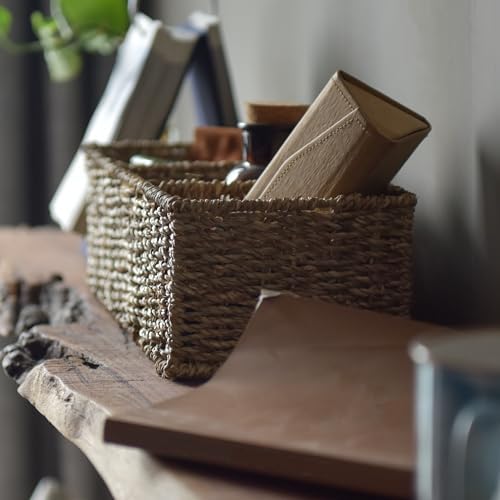 StorageWorks Wicker Toilet Basket Tank Topper, Seagrass Storage Baskets