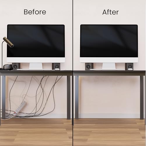 EVEO Cable Management Under Desk Kit (12 Units)- Under Desk Cable Management Cord Cover, Cable Hider Cord Management Und