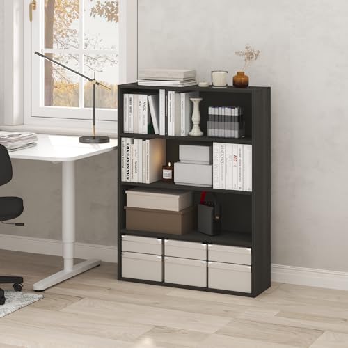 Furinno PASIR Book Shelf, 4-Tier Bookshelf with Open Storage Shelf, Standing Bookcase, 9.3 x 31.3 x 41.8, Easy Assembly,