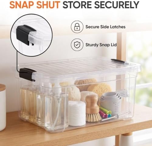 Superio 11 Quart Clear Plastic Storage Boxes with Lids, Stackable Organizer Containers, BPA-Free Storage Bins for Home, 