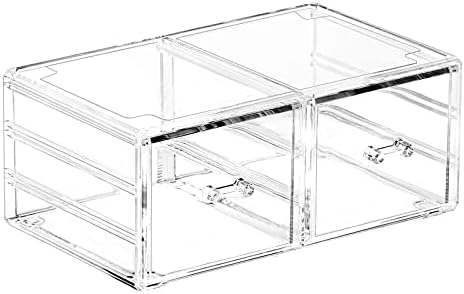 Cq acrylic Clear Stacking Make Up Organizers and Storage With 2 Drawers,4.7" Tall Acrylic Medicine Cabinet Organizer,Pla