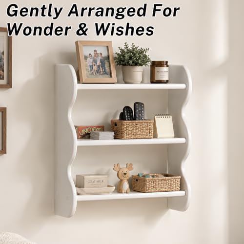 Aboacen 100% Solid Wood Shelves on Wall, Water Proof Bathroom Wall Shelves