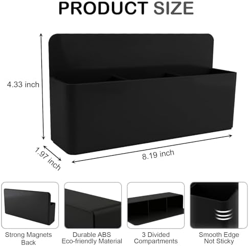 KITANIS Magnetic Pen Holder,3 Compartments Magnetic Dry Erase Marker Holder,Extra Strong Magnet Storage Marker Pen Pencil Organizer for Refrigerator,Whiteboard,Locker Accessories(Long Style)