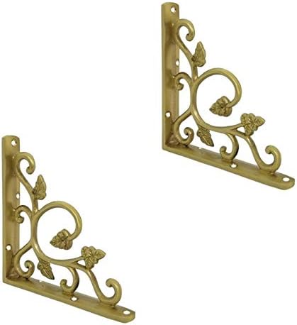 Adonai Hardware Meshezaheel Brass Decorative Shelf Bracket (Supplied as 2 Pieces per Pack) - Satin Brass