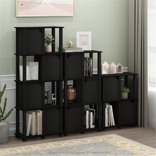 FURINNO Brahms Storage Shelf, 5-Tier, Black Oak/Black