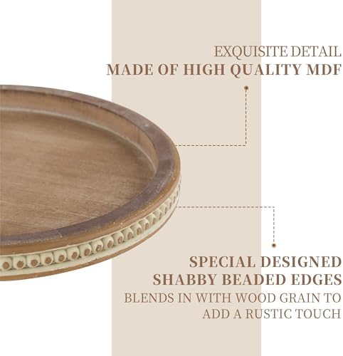 Hanobe Lazy Susan Centerpiece Tray, Round Wooden Turntable Organizer, Brown
