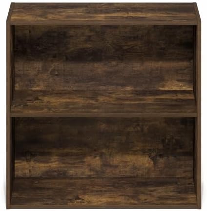 Furinno PASIR 2-Tier Book Shelf, Open Shelves Bookshelf, Amber Pine