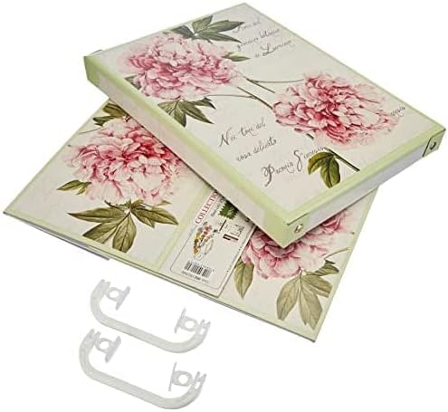 Lavatelli: Storage Box: Medium - Peony - Lid & Side Handles, Decorative Cardboard Organizer, Stacking, Folds, Home-Clothes-Linens, 16.5 x 12.6 x 6.9 | Organiser box in cardboard with lid, single box of 32x42x17.5 cm, for clothes and blankets. Made in I...