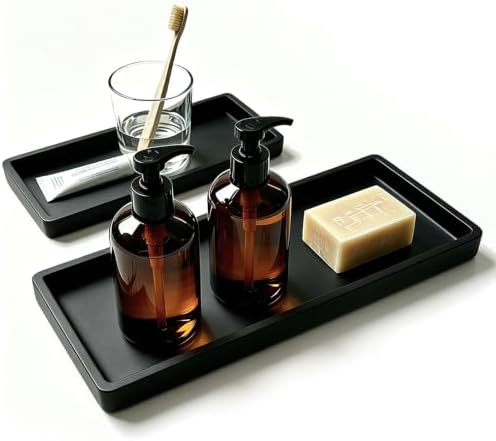 BBK 2PC Countertop Vanity Tray 7.8" & 11.8" Set Bathroom Tray Silicone