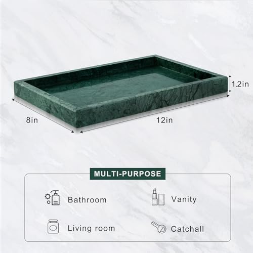 Marble Bathroom Tray for Countertop & Home Decor, Natural Decorative Marble Tray for Jewelry & Perfume Organizer, Luxury