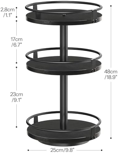 HOOBRO Lazy Susan Organizer, Rotating Spice Rack, 3-Tier Organizer, Turntable Spice Rack, Vertical Storage Organizer, fo