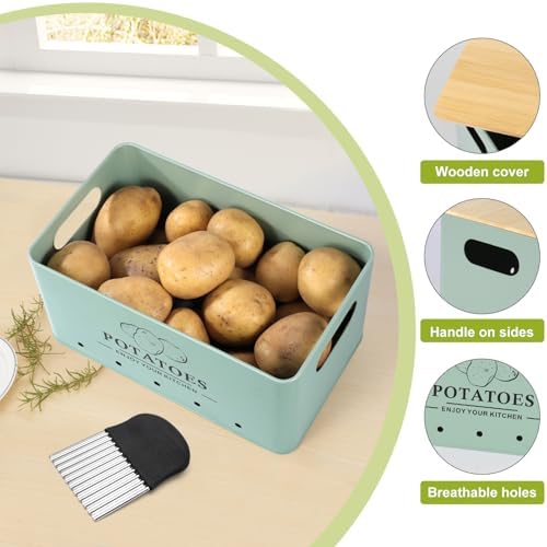 Kitchen Vegetable Storage Set of 3, Metal Onion Garlic Potato Storage Set, Kitchen Canisters Vegetable Keeper Containers